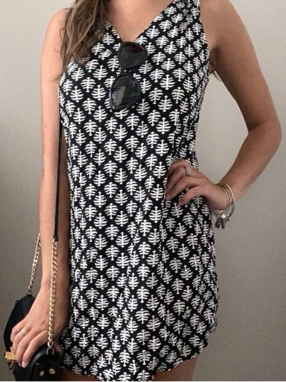 Sleeveless Summer Dress Black & White Size S